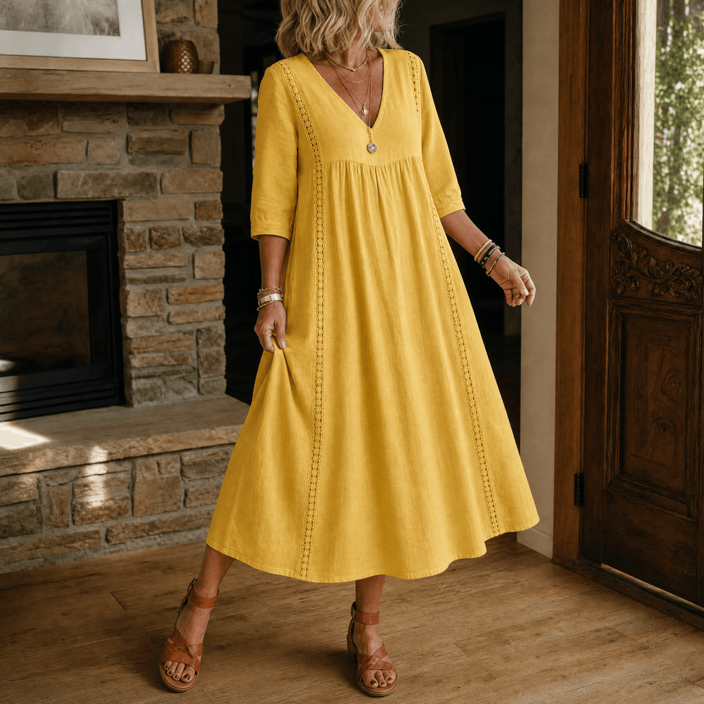 Virella – Women's Relaxed Midi Dress with Pockets