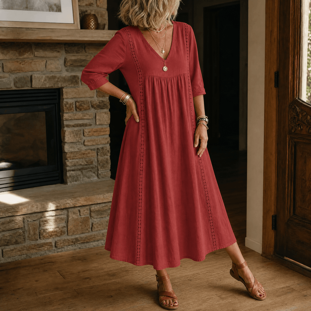 Virella – Women's Relaxed Midi Dress with Pockets