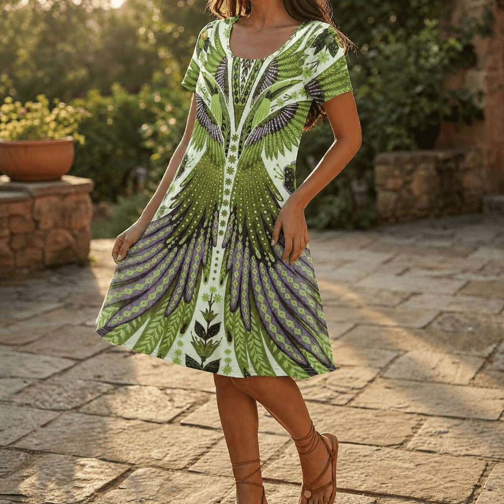 Vivara – Bold Peacock Wingspan Summer Dress