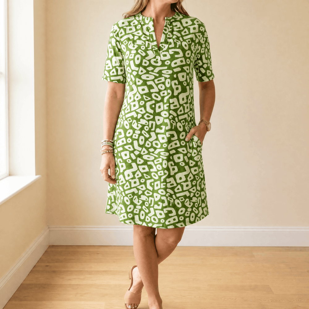 Vivara – Breezy V-Neck Printed Dress for Women