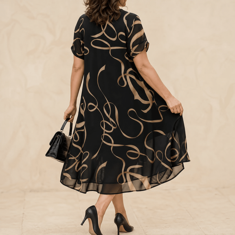 Vivara – Flowing Chiffon Midi Dress for Women
