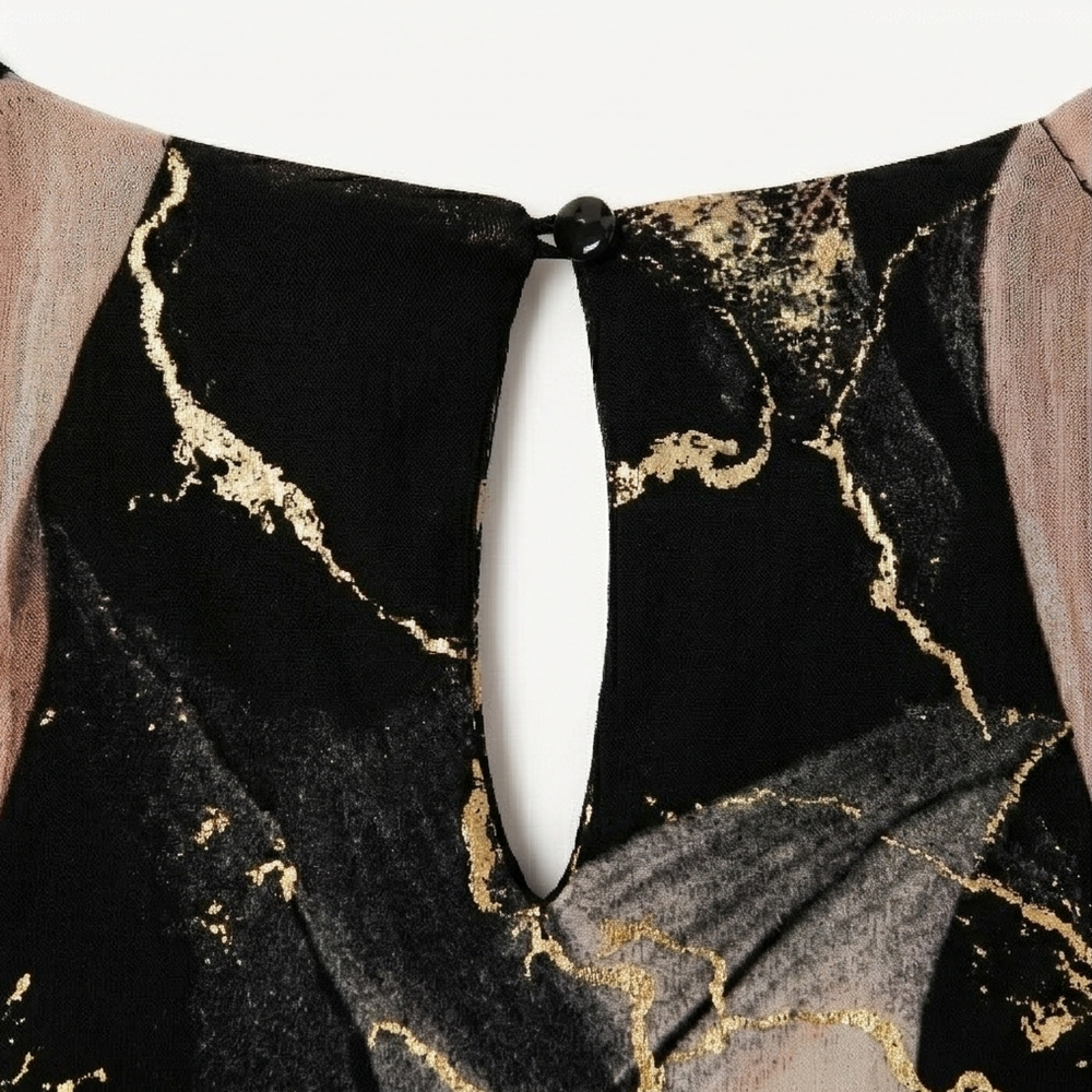 Vivara – Women's Marble Gold Chiffon Maxi Dress