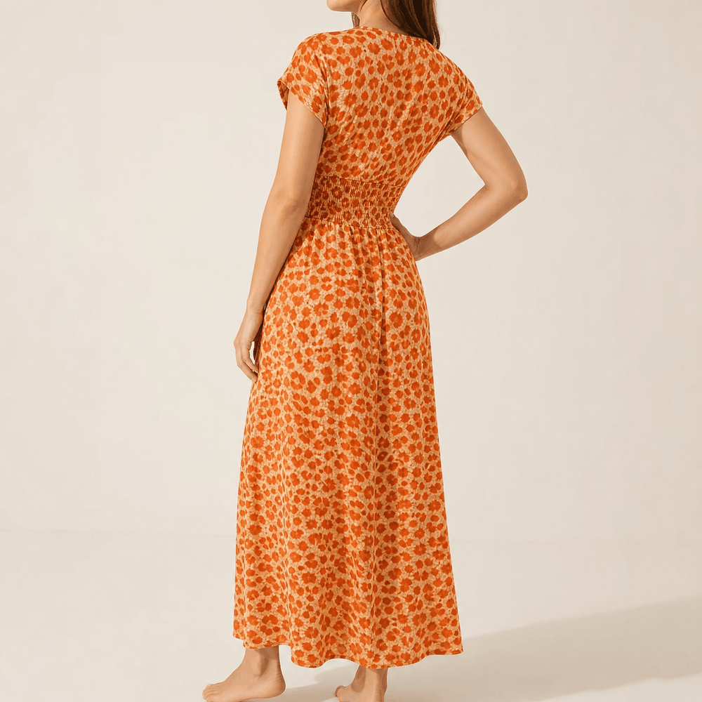 Vivara – Ruched Waist Leopard Maxi Dress