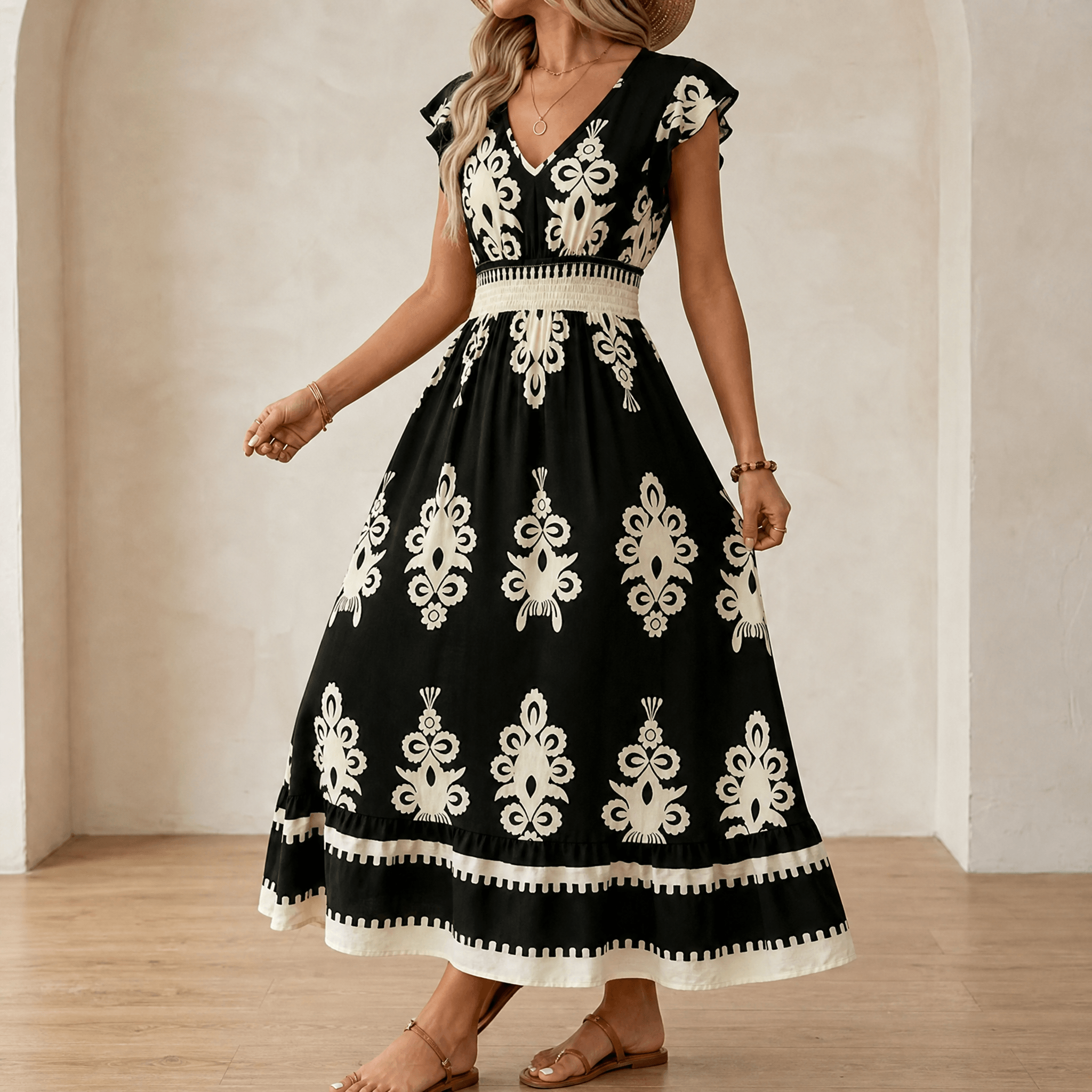 Vivara – Women's Baroque Print Maxi Dress