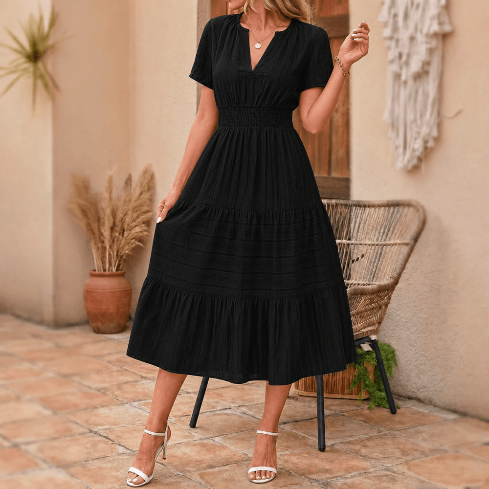 Vivara – Women's Flowing V-Neck Summer Maxi Dress