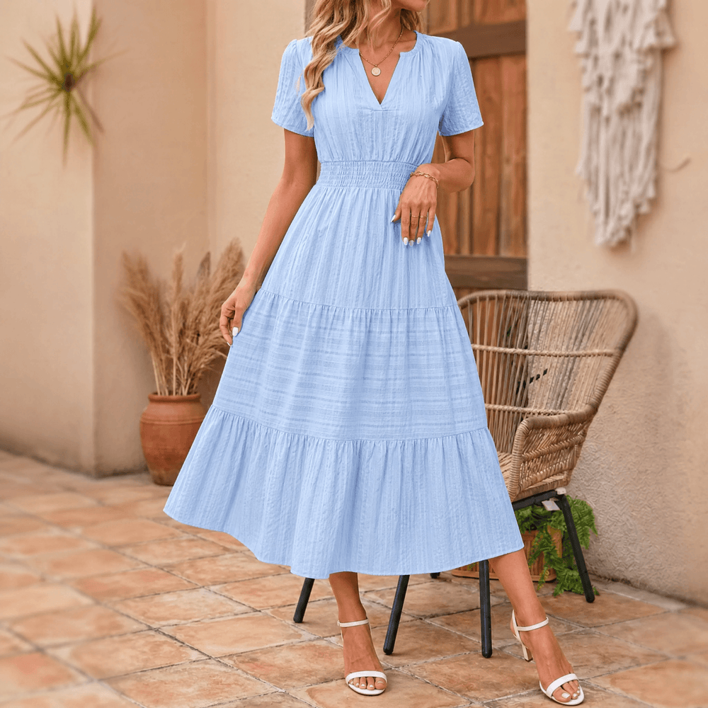 Vivara – Women's Flowing V-Neck Summer Maxi Dress