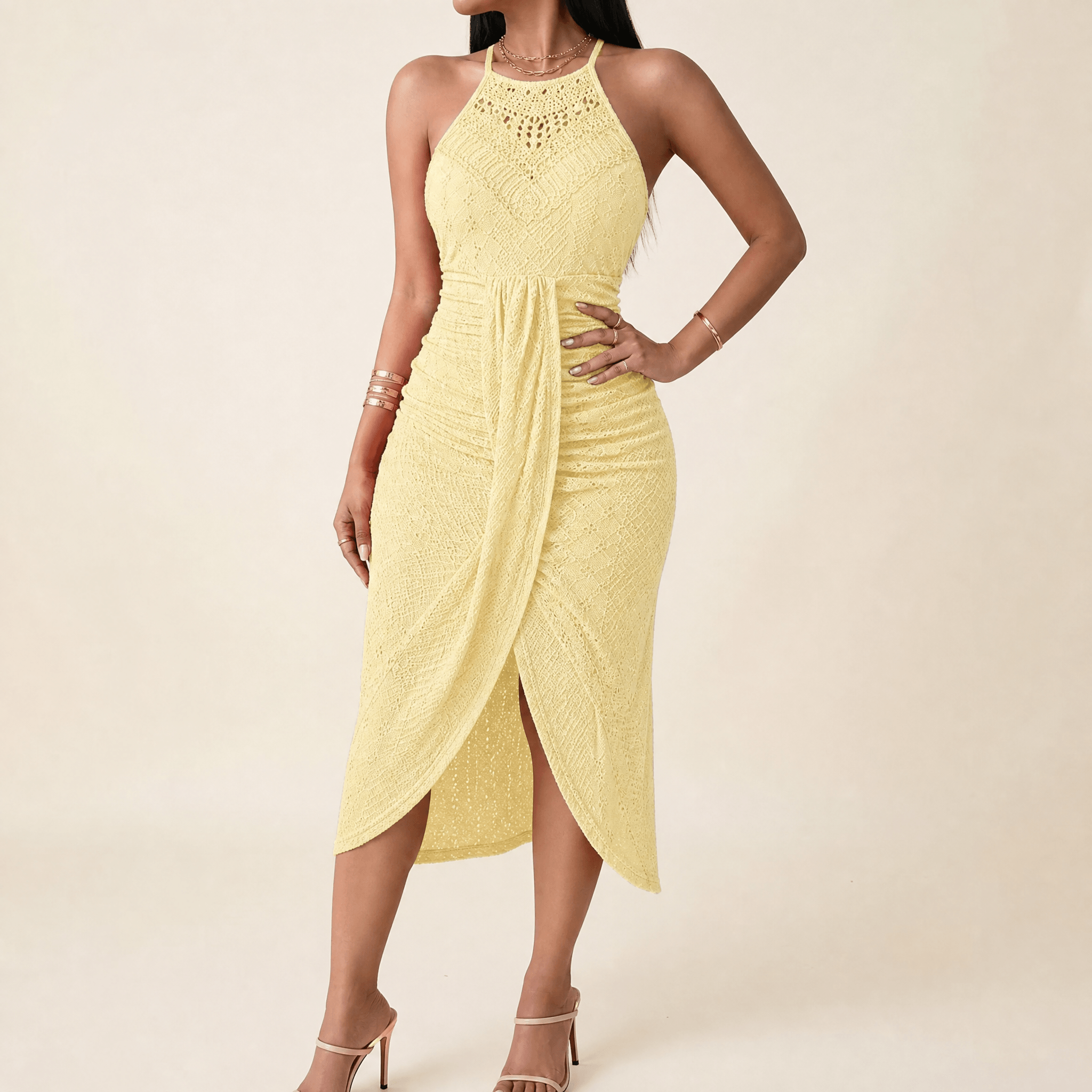 Vivara – Women's Lace Halterneck Maxi Dress