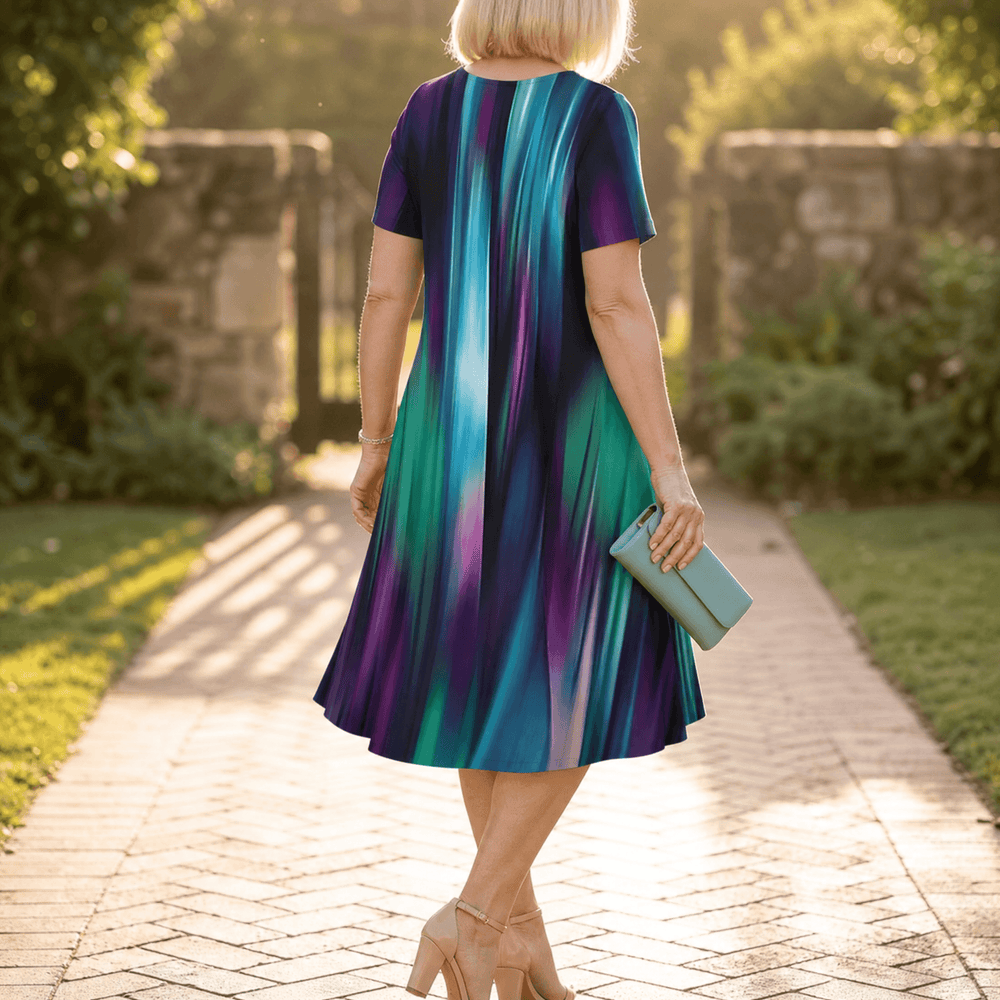 Vivara – Women's pleated gradient print dress