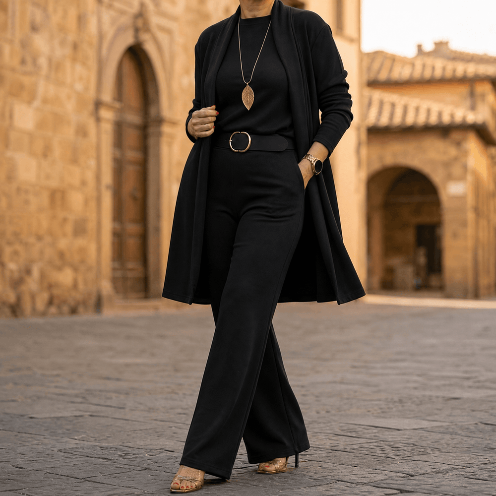 Vivara – Women's Three-Piece Matching Set with Longline Cardigan