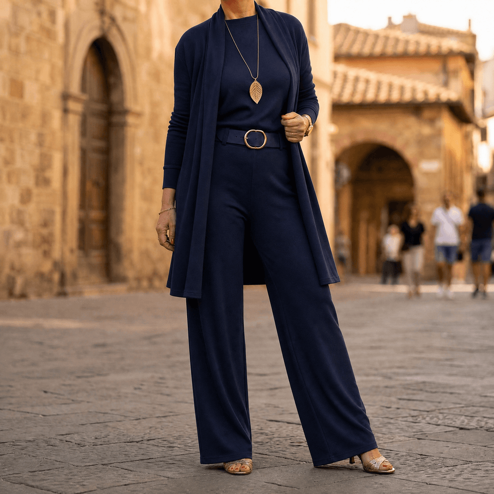 Vivara – Women's Three-Piece Matching Set with Longline Cardigan