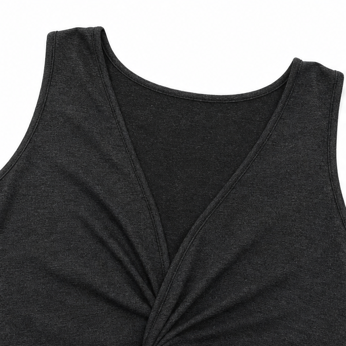 Vivelyn – Twist-Front V-Neck Tank Top for Women, Soft Flowy Empire-Waist Sleeveless Top