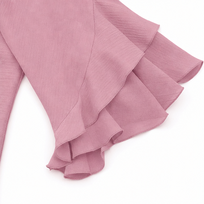 Vivelyn – Women's V-Neck Ruffle Sleeve Blouse, Flowy Casual Top in 4 Colors