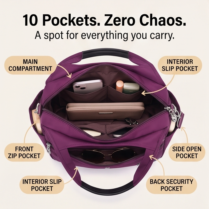 Vossa – Waterproof 10 pocket crossbody bag