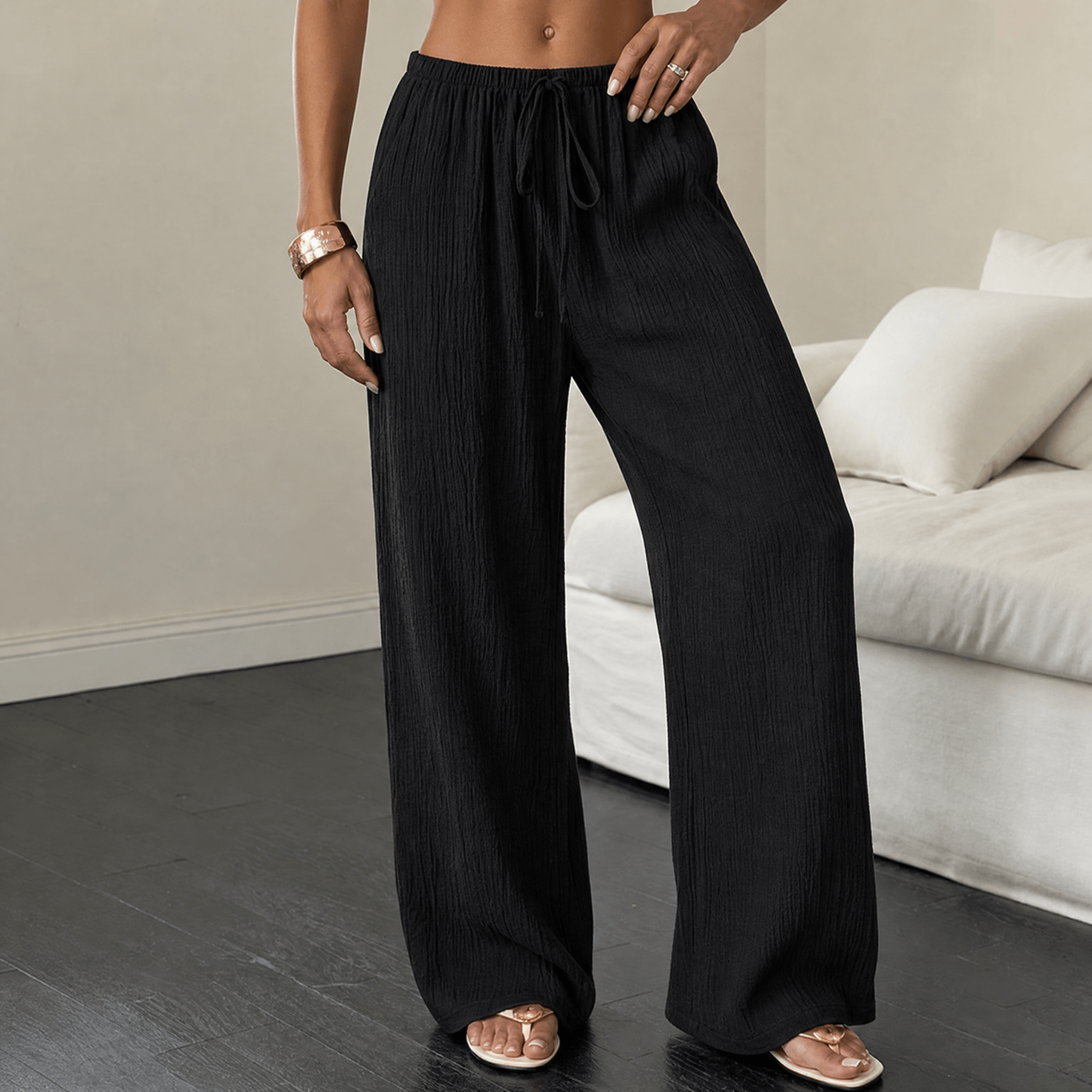 Waverly – Crinkle Textured Wide Leg Pants