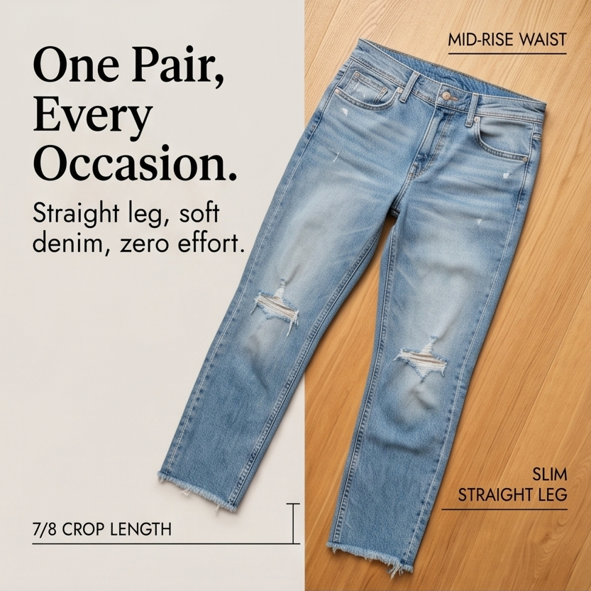 Wearbella – Women's Frayed Hem 7/8 Jeans
