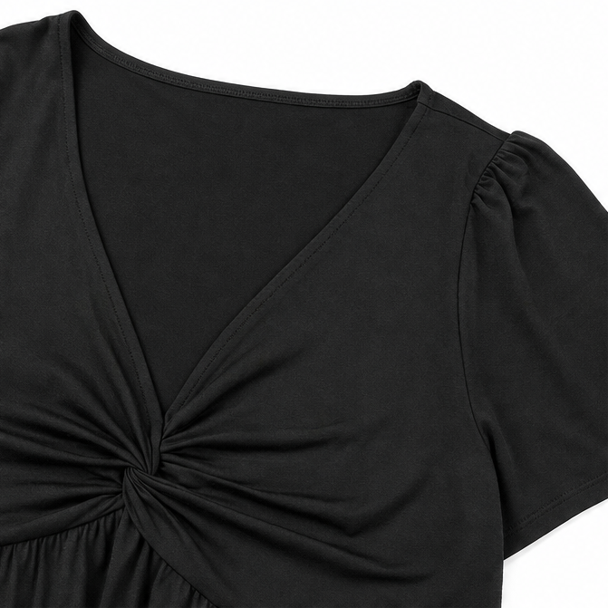 Wearbella – Plus Size V-Neck Twist Front Flutter Sleeve Dress with Pockets