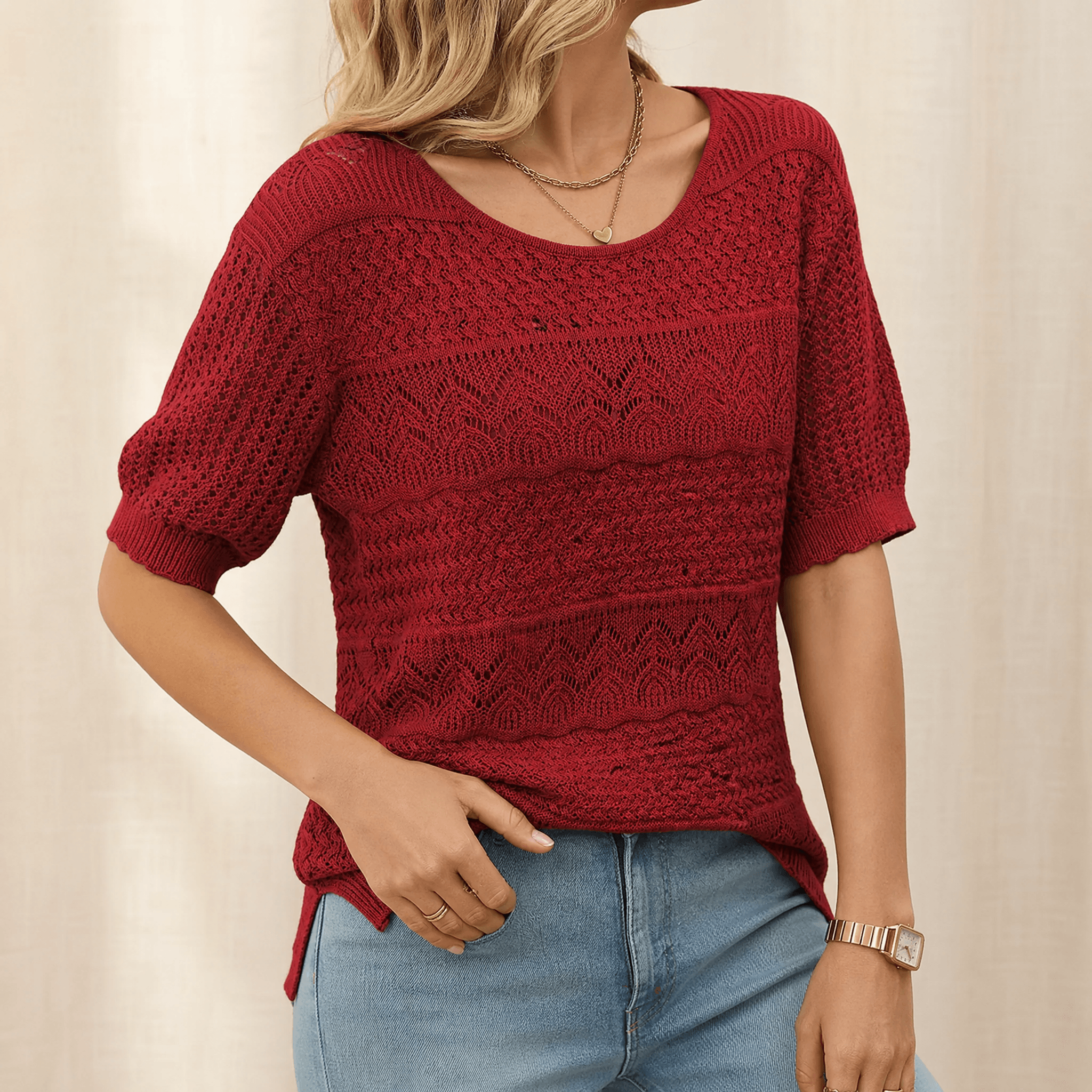 Wovelle – Women's Textured Knit Top for Warm Days