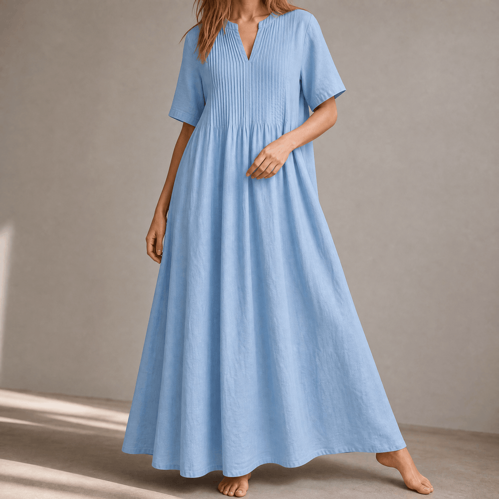 Wren – Women's Pin-Tuck Maxi Dress with Pockets