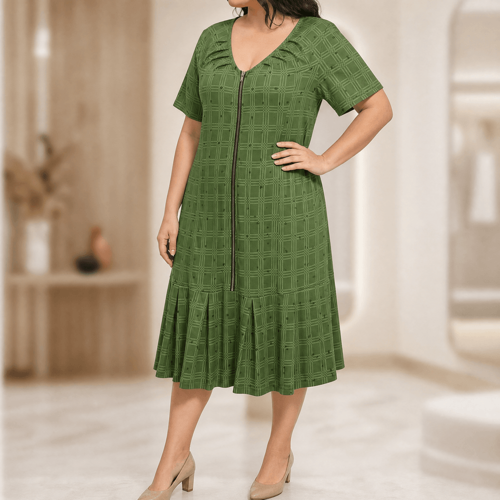 Zippella – Women's Zip-Front Midi Dress