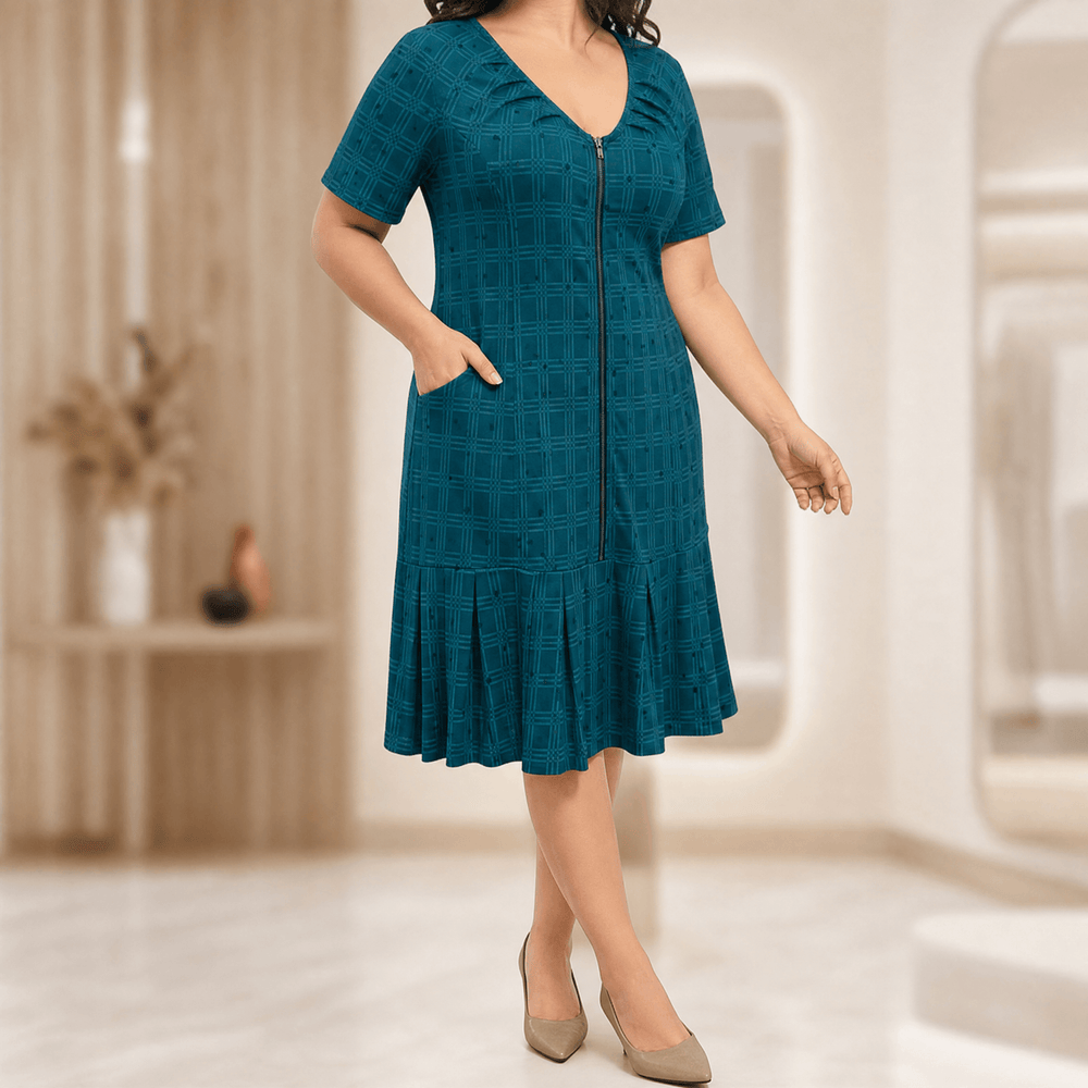 Zippella – Women's Zip-Front Midi Dress